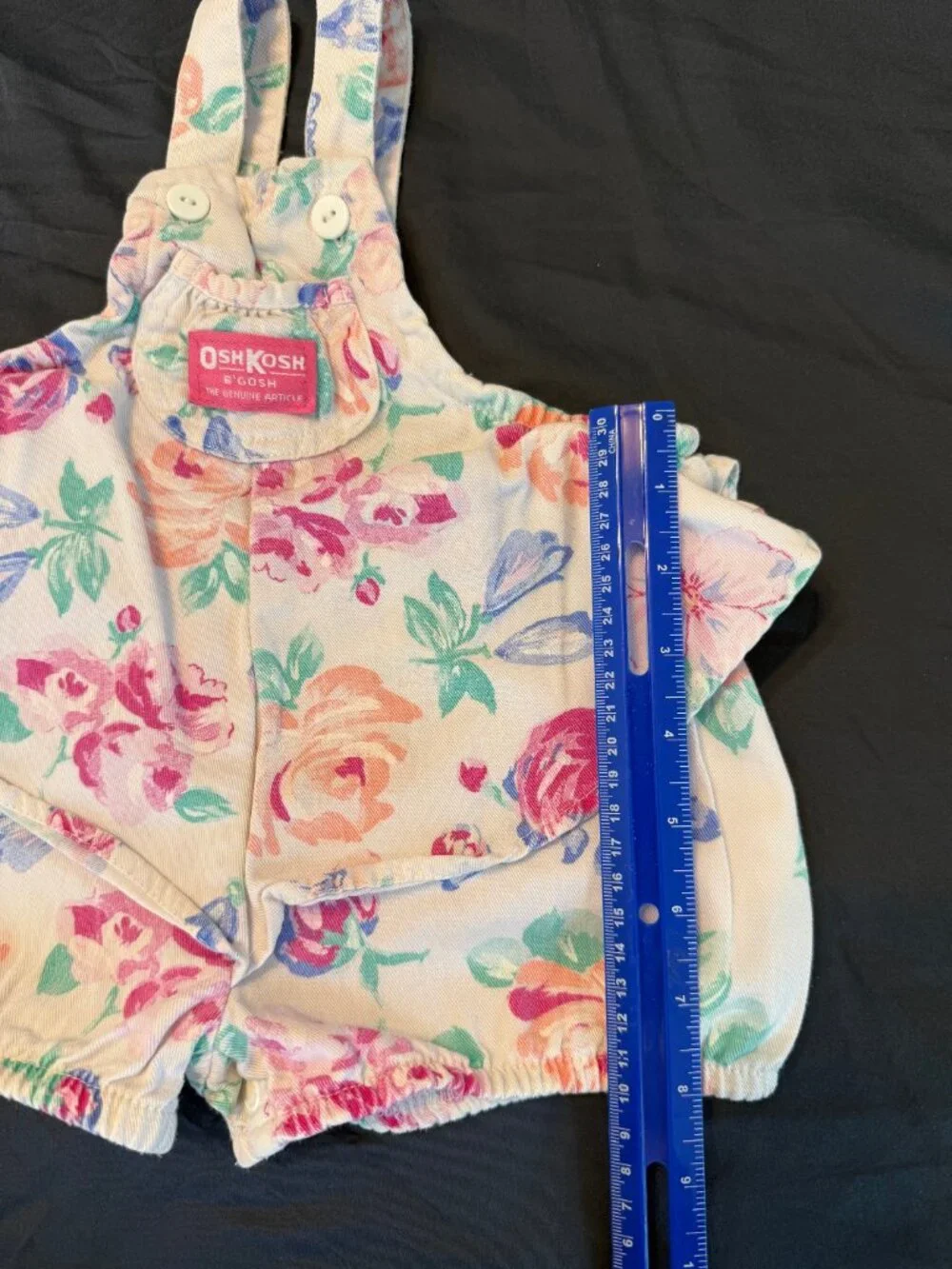6-9 Vintage OshKosh Floral Bubble Shortall Romper